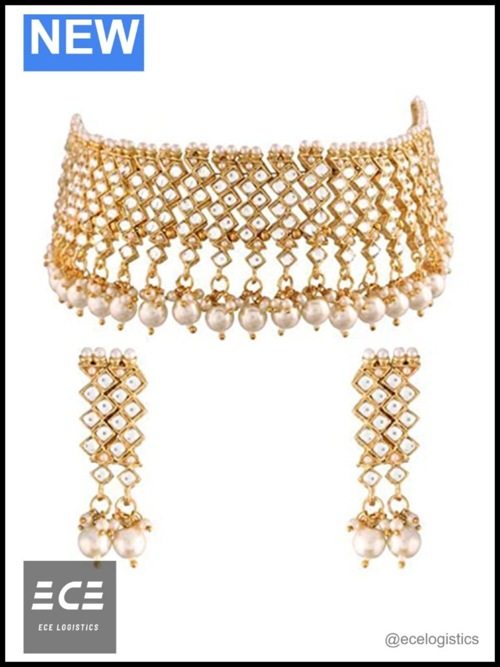 Kundan Choker Necklace Earrings Maang Tikka Set Traditional Indian Jewelry